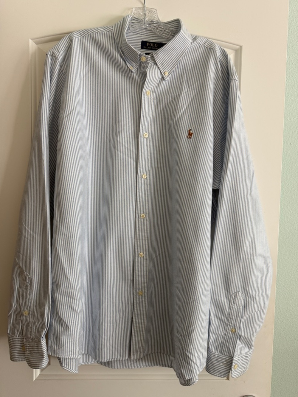 Polo by Ralph Lauren Light Blue and White Striped Button-Down Shirt